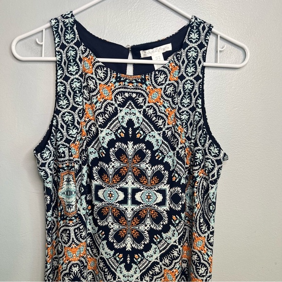 London Times Maxi Dress Front Slit Multicolor Sleeveless Size 12 Boho Beach - Picture 2 of 10